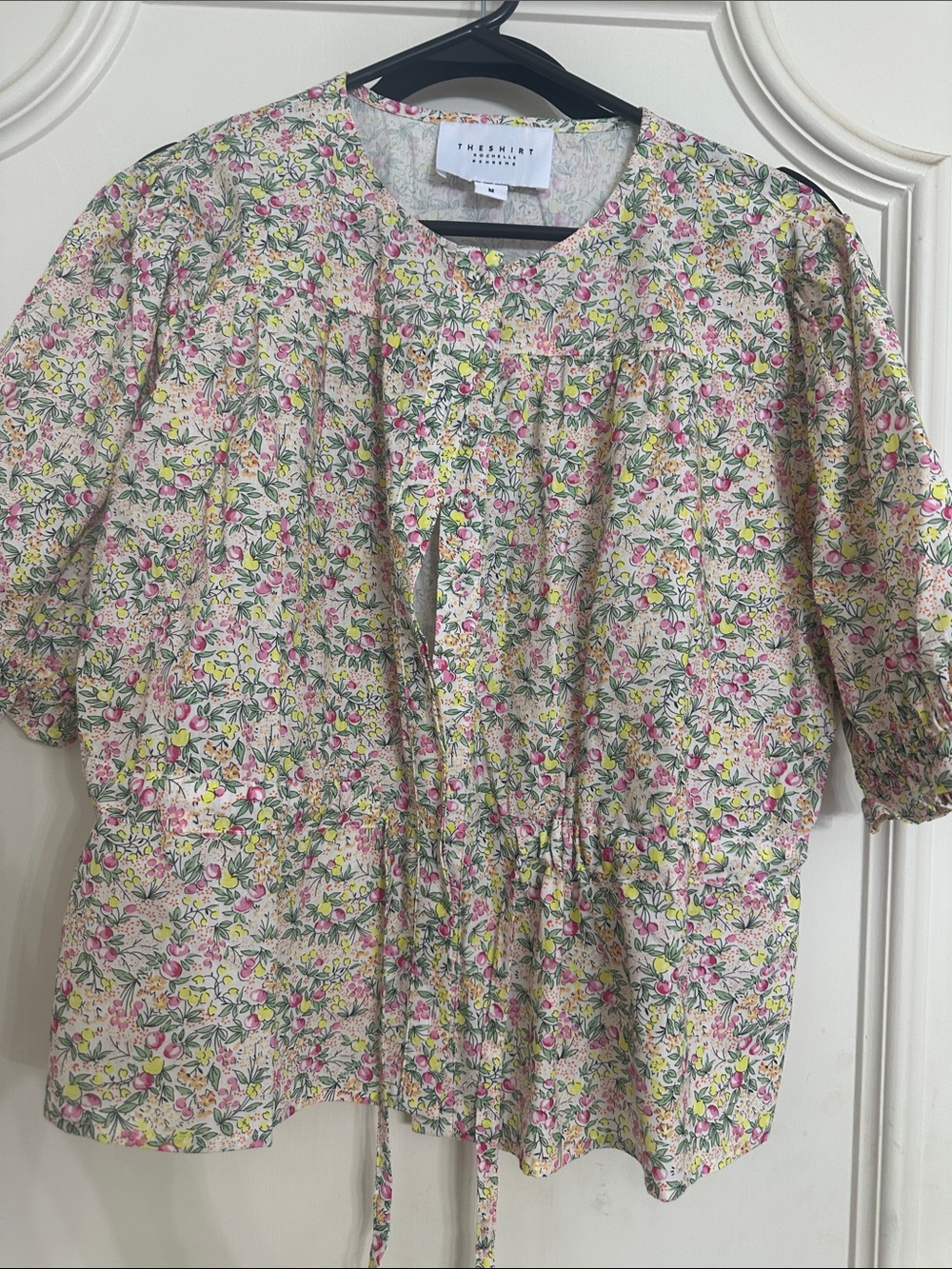 The Shirt by Rochelle Behrens Floral Button-Front Blouse in Pink, Yellow, Green